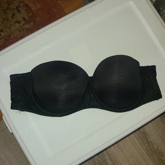 Torrid Bra 42C Black Push Up Strapless Padded Lace Sides Underwire Boning - Picture 1 of 5